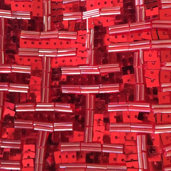 Mini red sequin and beaded wristlet / clutch π - Picture 3 of 5